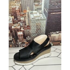 Sorel Joanie III Slingback Womens Leather Platform Wedge Sandals Black SZ  10.5